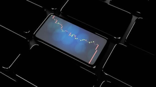 Close-up shot of a digital interface displaying fluctuating cryptocurrency prices and interest rates, emphasizing the volatility and potential gains/losses associated with crypto lending.